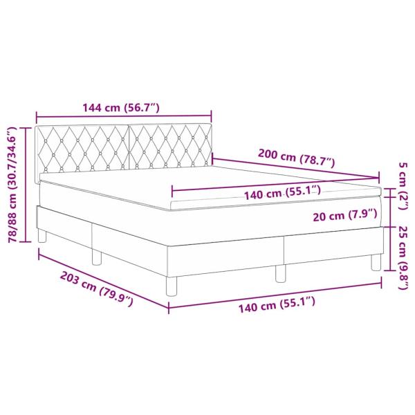 Boxspringbett mit Matratze Dunkelblau 140x200 cm Samt