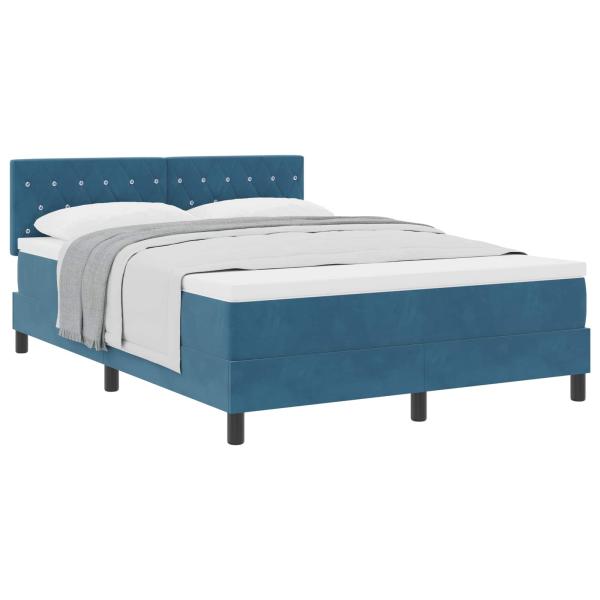 Boxspringbett mit Matratze Dunkelblau 140x200 cm Samt