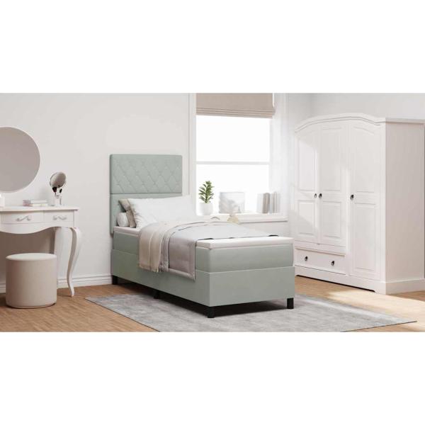 Boxspringbett mit Matratze Hellgrau 80x200 cm Samt