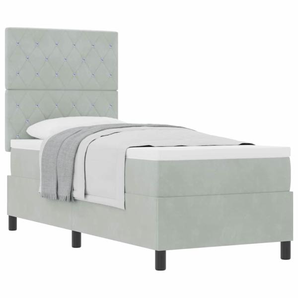 Boxspringbett mit Matratze Hellgrau 80x200 cm Samt
