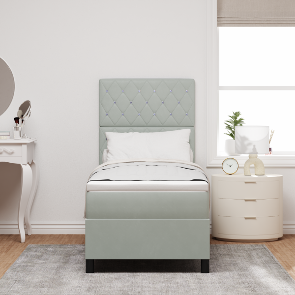 Boxspringbett mit Matratze Hellgrau 80x200 cm Samt