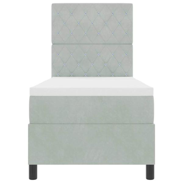 Boxspringbett mit Matratze Hellgrau 80x200 cm Samt