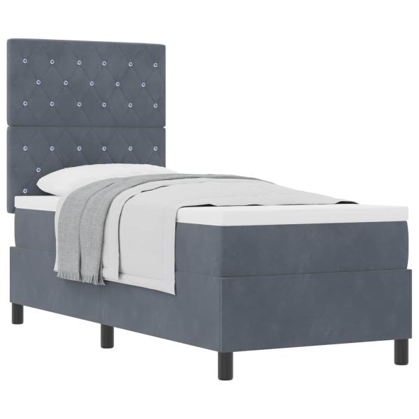 Boxspringbett mit Matratze Dunkelgrau 80x200 cm Samt