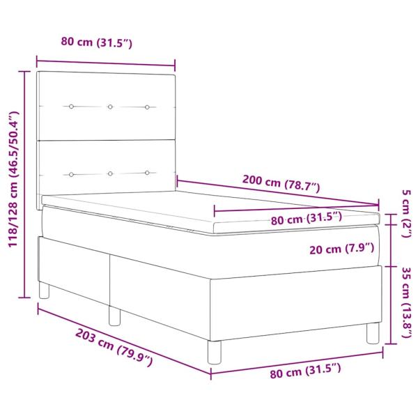 Boxspringbett mit Matratze Hellgrau 80x200 cm Samt