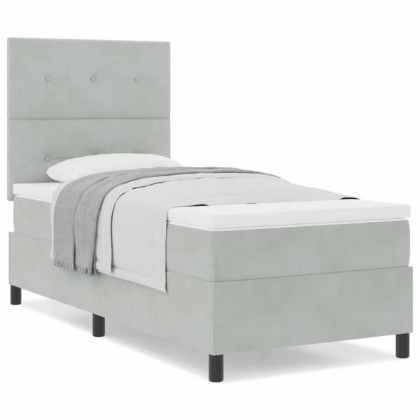 Boxspringbett mit Matratze Hellgrau 80x200 cm Samt