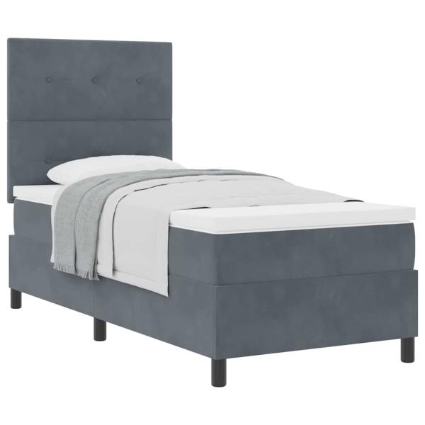 Boxspringbett mit Matratze Dunkelgrau 80x200 cm Samt