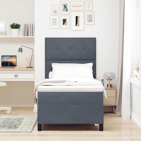 Boxspringbett mit Matratze Dunkelgrau 80x200 cm Samt