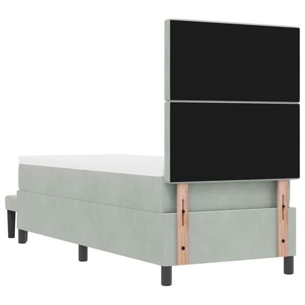 Boxspringbett mit Matratze & Bank Hellgrau 80x200 cm Velours
