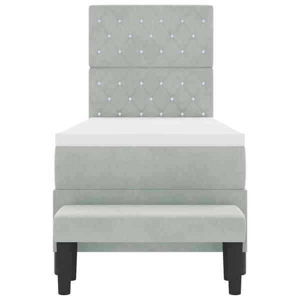 Boxspringbett mit Matratze & Bank Hellgrau 80x200 cm Velours