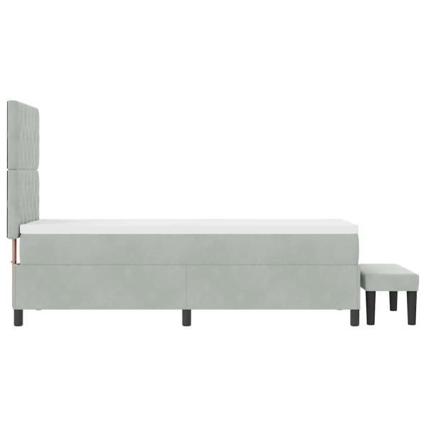 Boxspringbett mit Matratze & Bank Hellgrau 80x200 cm Velours