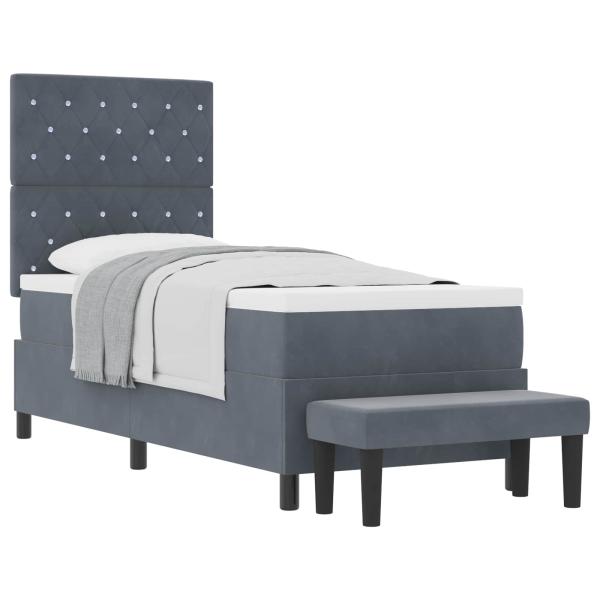 Boxspringbett mit Matratze & Bank Dunkelgrau 80x200 cm Samt
