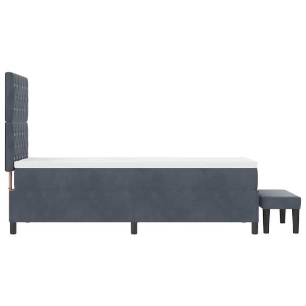 Boxspringbett mit Matratze & Bank Dunkelgrau 80x200 cm Samt