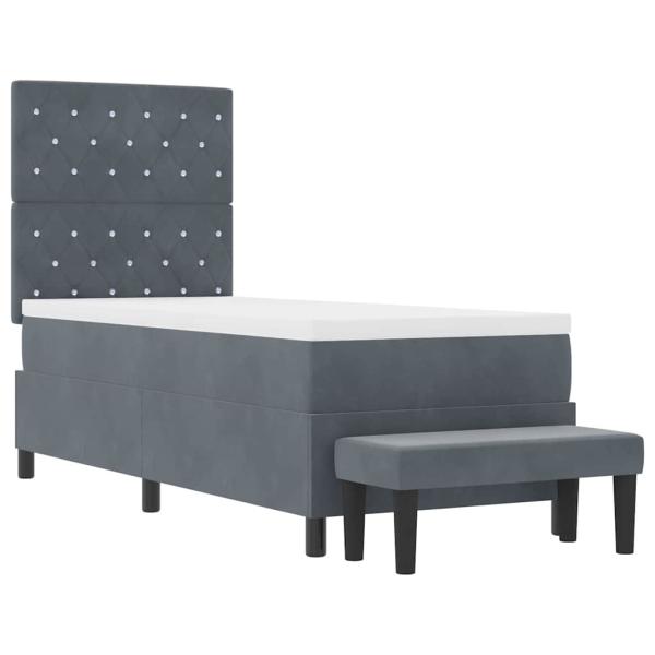 Boxspringbett mit Matratze & Bank Dunkelgrau 80x200 cm Samt