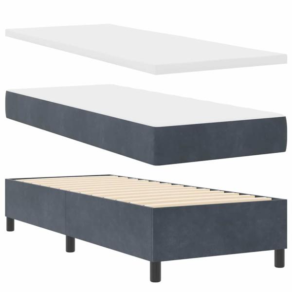 Boxspringbett mit Matratze & Bank Dunkelgrau 80x200 cm Samt