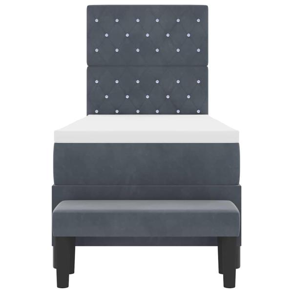 Boxspringbett mit Matratze & Bank Dunkelgrau 80x200 cm Samt