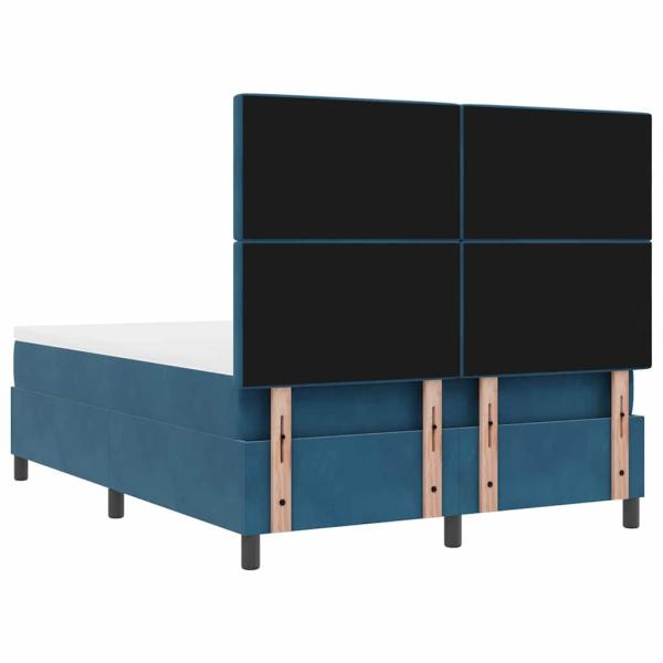 Boxspringbett mit Matratze & Bank Dunkelblau 140x200 cm Samt
