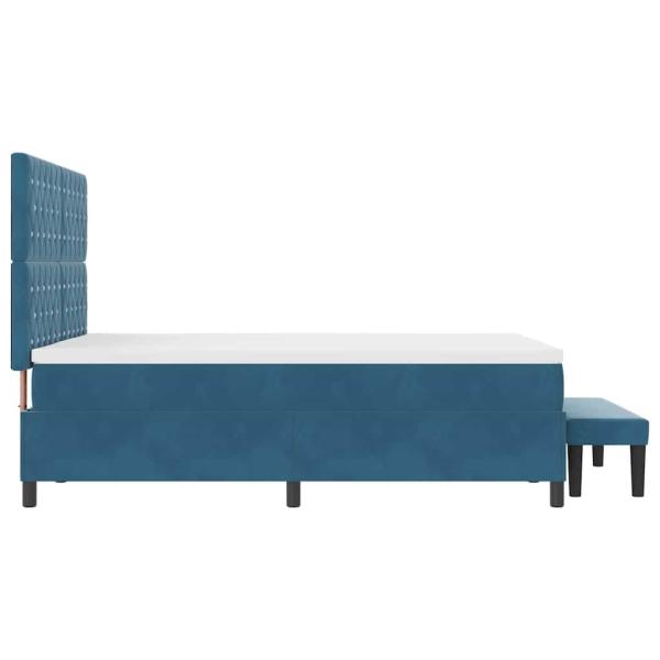 Boxspringbett mit Matratze & Bank Dunkelblau 140x200 cm Samt