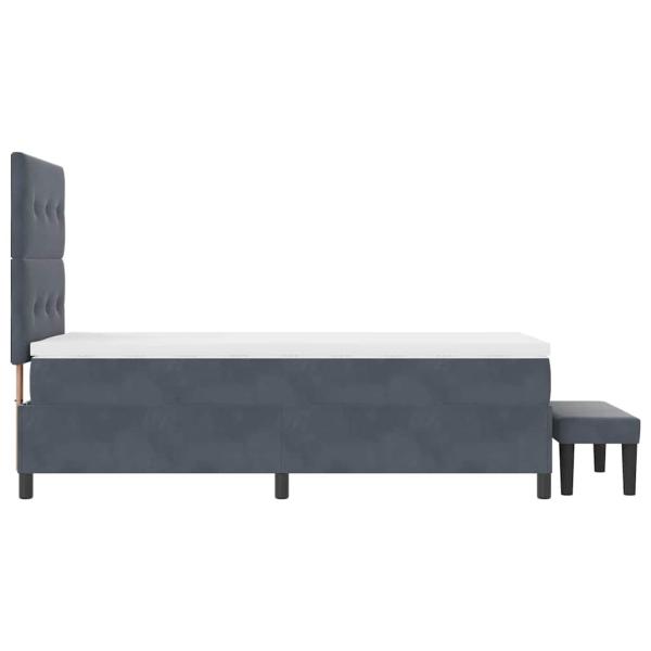 Boxspringbett mit Matratze & Bank Dunkelgrau 80x200 cm Samt