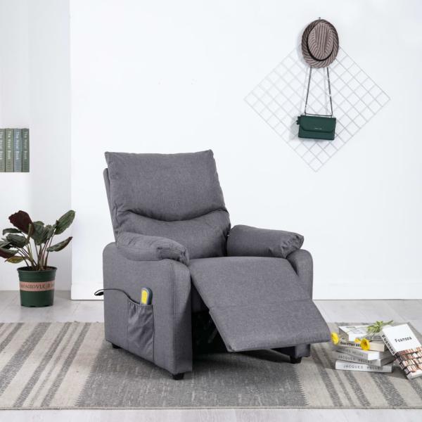 Massagesessel Hellgrau Stoff
