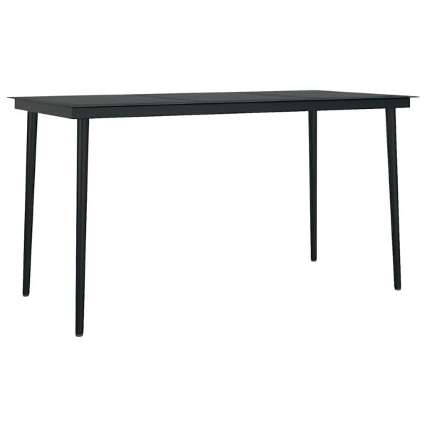 5-teiliges Garten-Esszimmerset aus schwarzem Polyrattanglas