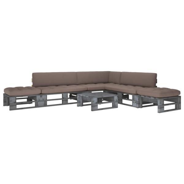 ARDEBO.de - 6-tlg. Paletten-Lounge-Set Grau Imprägniertes Kiefernholz