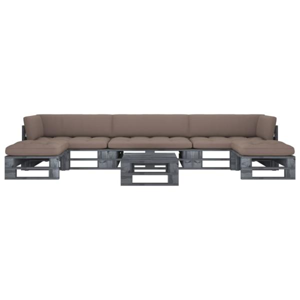 ARDEBO.de - 6-tlg. Paletten-Lounge-Set Grau Imprägniertes Kiefernholz
