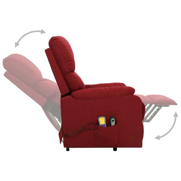 Massagesessel mit Aufstehhilfe Weinrot Stoff