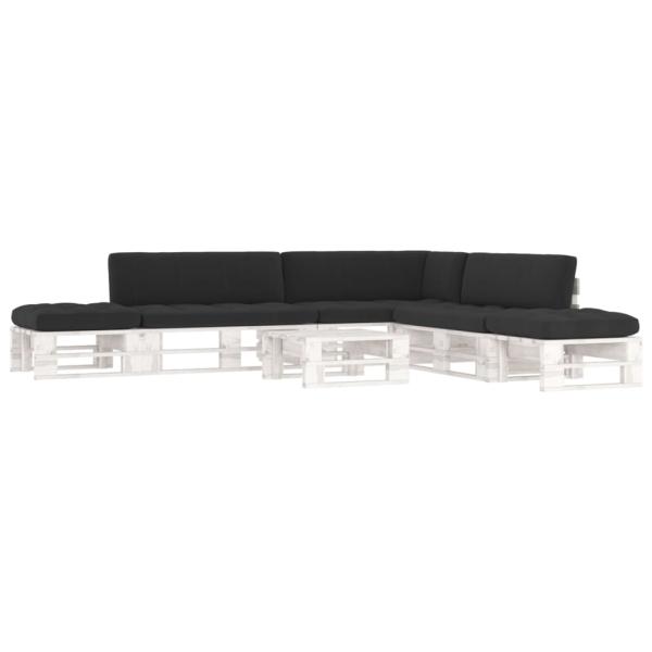 ARDEBO.de - 6-tlg. Paletten-Lounge-Set Weiß Imprägniertes Kiefernholz
