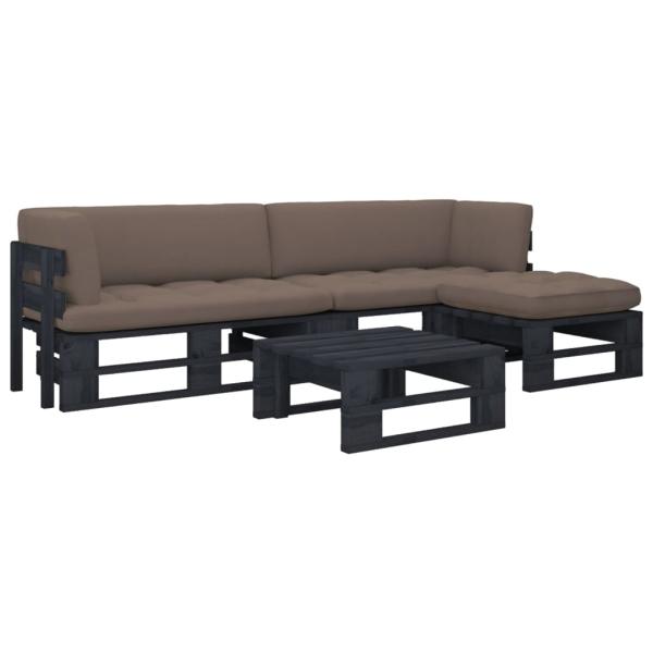 ARDEBO.de - 4-tlg. Paletten-Lounge-Set Schwarz Imprägniertes Kiefernholz