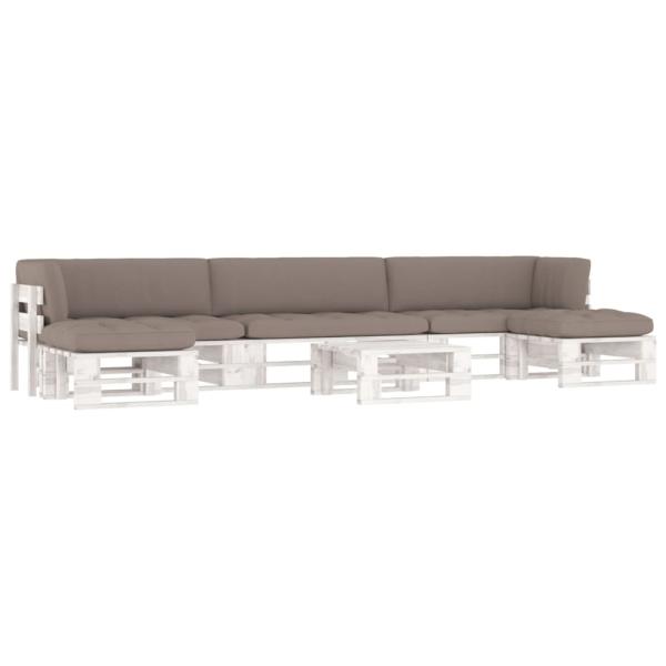 ARDEBO.de - 6-tlg. Paletten-Lounge-Set Weiß Imprägniertes Kiefernholz