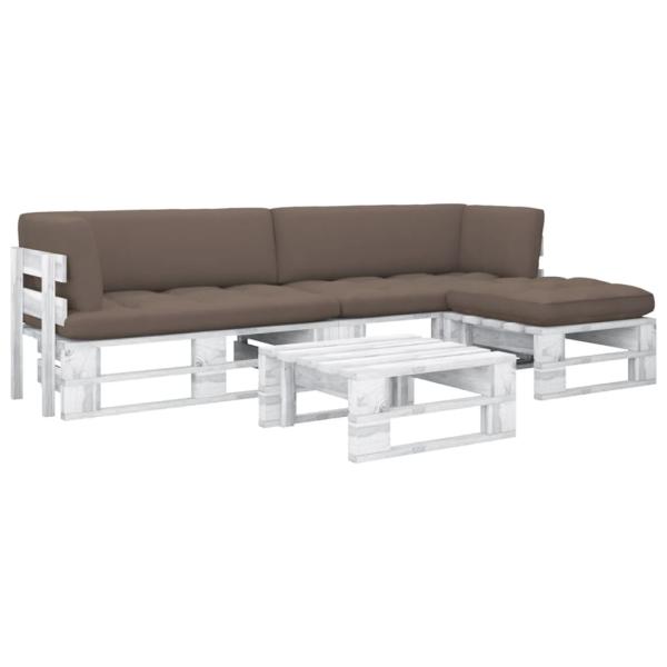 ARDEBO.de - 4-tlg. Paletten-Lounge-Set Weiß Imprägniertes Kiefernholz