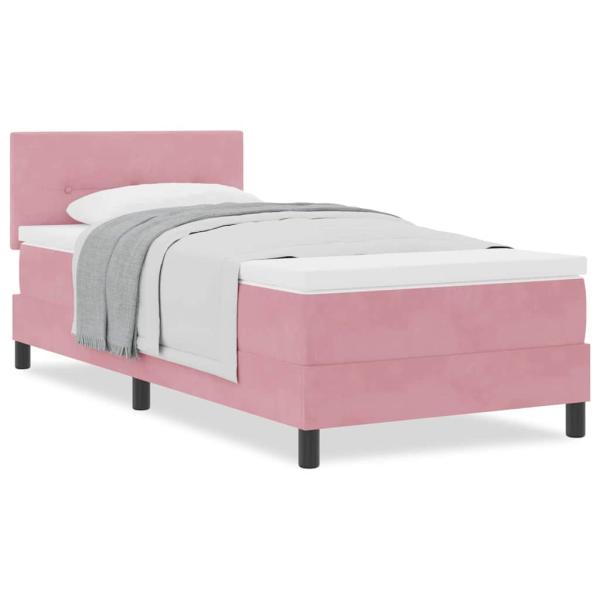 Boxspringbett mit Matratze Rosa 80x200 cm Samt