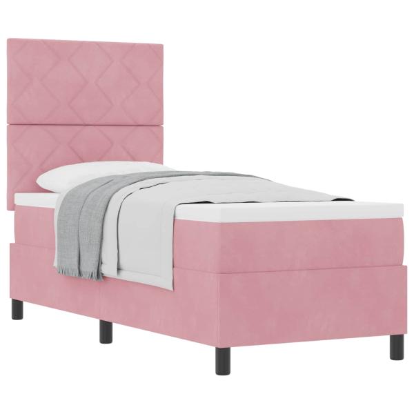 Boxspringbett mit Matratze Rosa 80x200 cm Samt