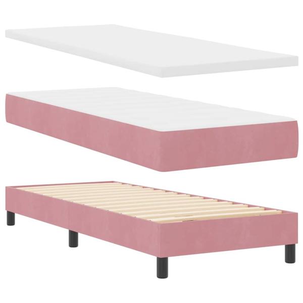 Boxspringbett mit Matratze Rosa 80x200 cm Samt
