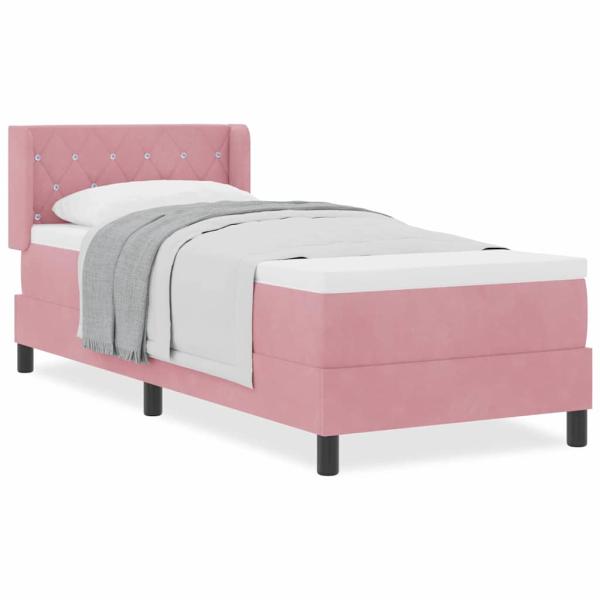 Boxspringbett mit Matratze Rosa 80x200 cm Samt