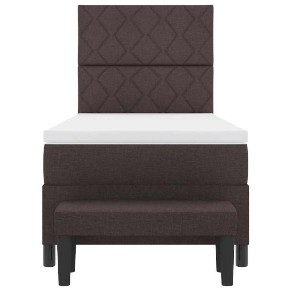 Boxspringbett mit Matratze & Bank Dunkelbraun 100x200 cm Stoff