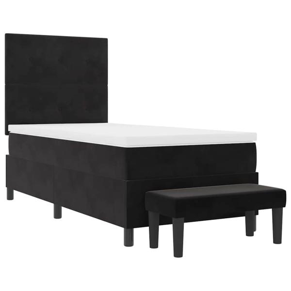 Boxspringbett mit Matratze & Bank Schwarz 80x200 cm Samt