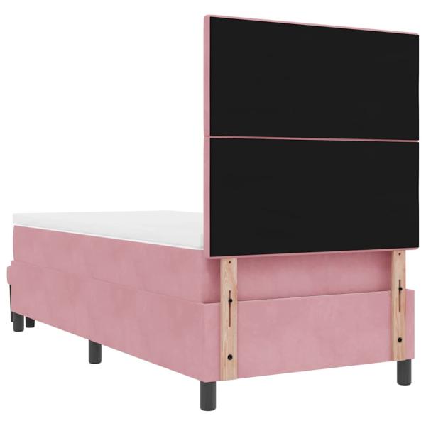 Boxspringbett mit Matratze & Bank Pink 80x200 cm Samt