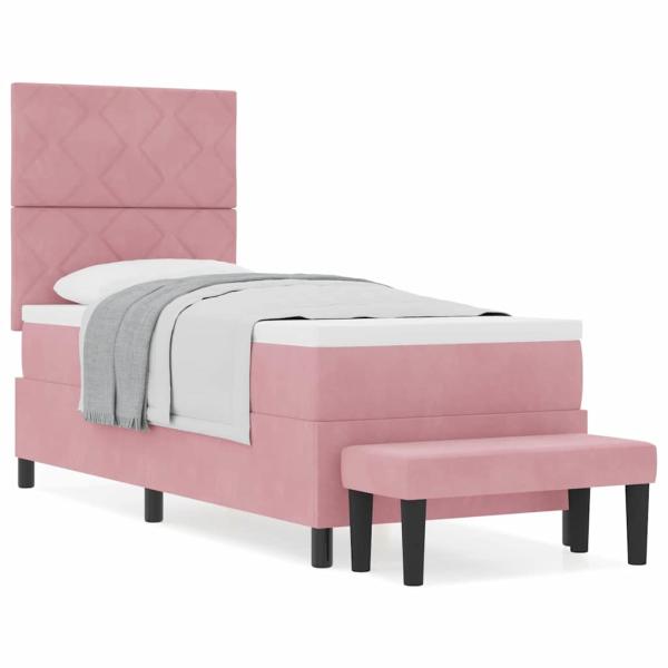 Boxspringbett mit Matratze & Bank Rosa 80x200 cm Samt