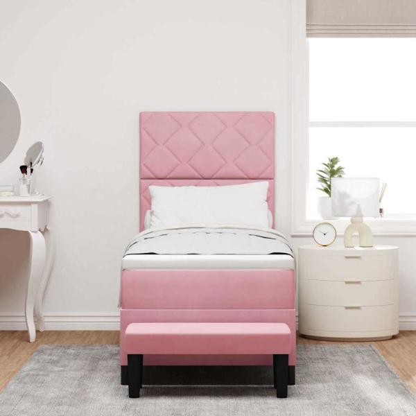 Boxspringbett mit Matratze & Bank Rosa 80x200 cm Samt