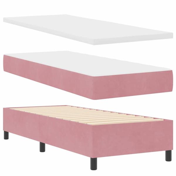 Boxspringbett mit Matratze & Bank Rosa 80x200 cm Samt