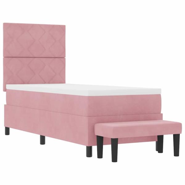 Boxspringbett mit Matratze & Bank Rosa 80x200 cm Samt