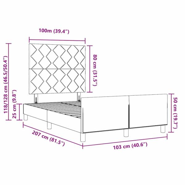 Bettgestell Dunkelbraun 100x200 cm Stoff