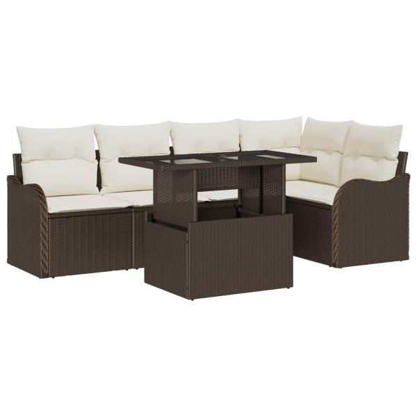 Gartensofa-set mit Kissen mit Kissen 6 pcs Braun Poly Rattan