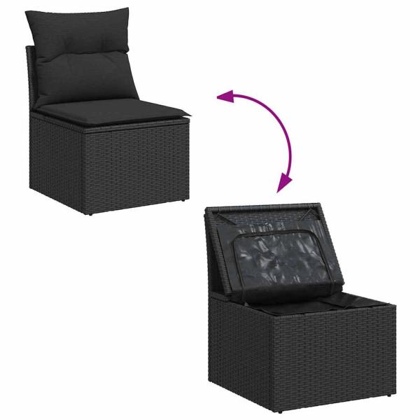 6-teiliges Garten Sofa Set mit Kissen Schwarz Poly Rattan