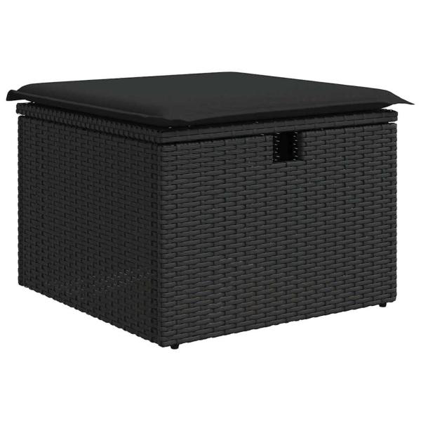 6-teiliges Garten-Sofa-Set mit Kissen in schwarzem Poly-Rattan