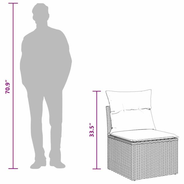 9-teiliges Garten Sofa Set mit Kissen Schwarz Poly Rattan Akazie