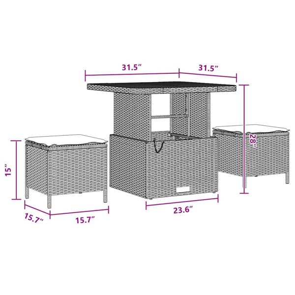 9-teiliges Garten Sofa Set mit Kissen Schwarz Poly-Rattan Akazie