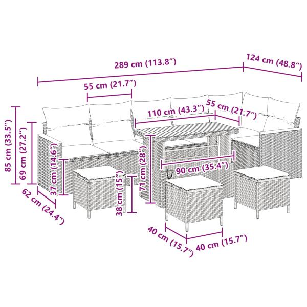 Gartensofa-set 10 pcs Beige Poly-Rattan