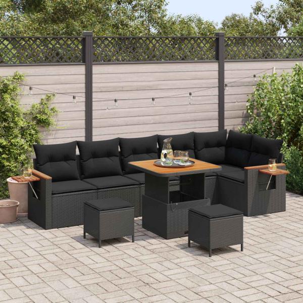 ARDEBO.de - Gartensofa-set 9 stk. Schwarz Poly-Rattan